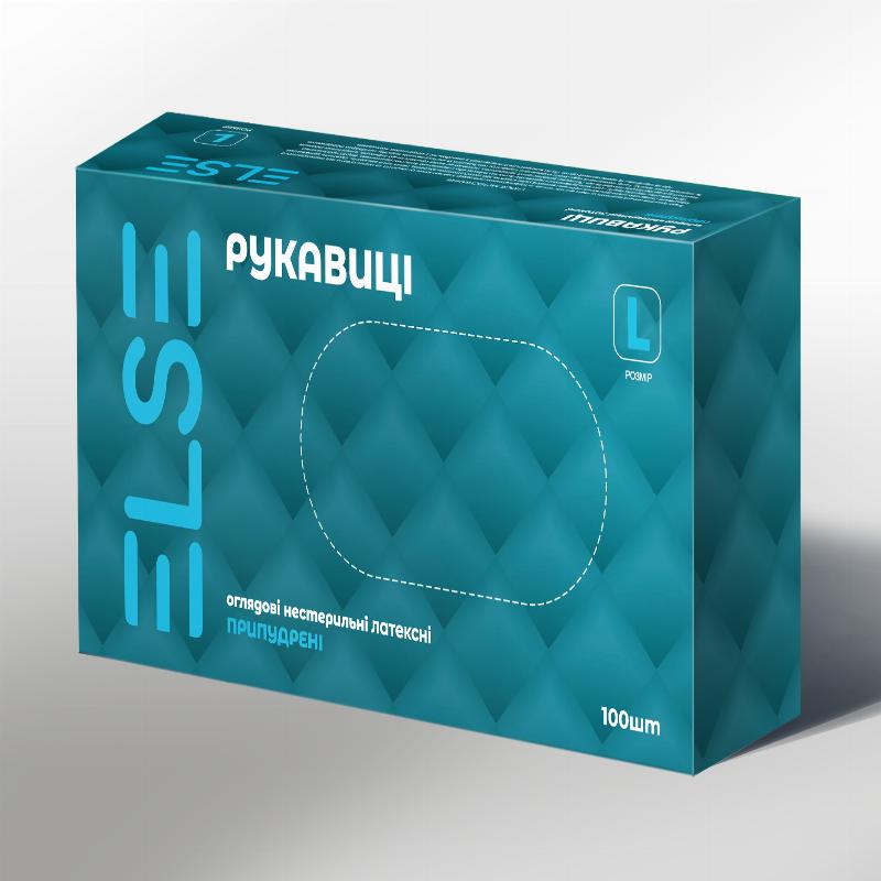 Рукавички латексні оглядові припудрені нестерильні ElseTM, розмір L